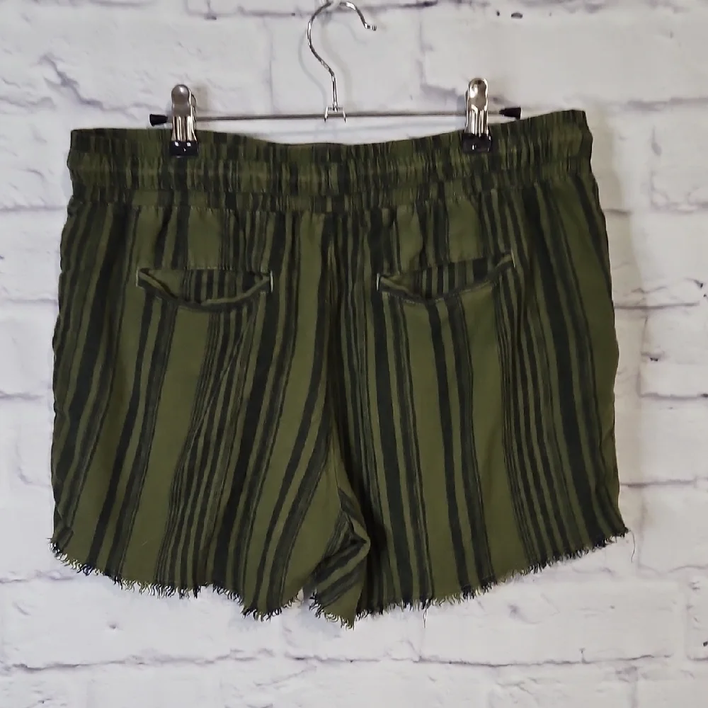 Green Striped Women's Shorts